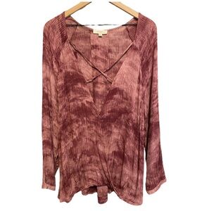 Umgee Faux Wrap Top Size 2XL Tie Dye Boho‎ Layering Festival Beachy Cotton Blend